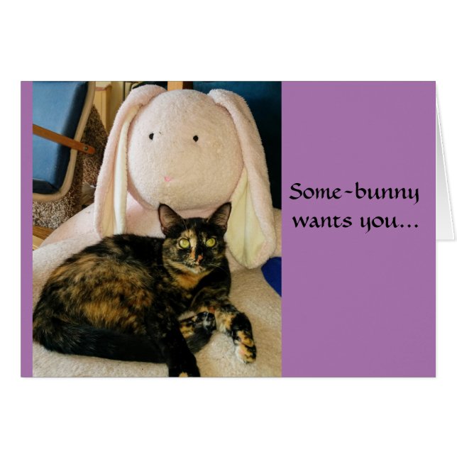 Tortie猫のイースターカード (正面横)