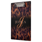 Tortoiseシェルパターンアニマルプリントモノグラム名 クリップボード (左)