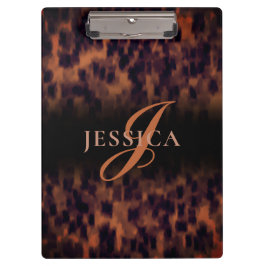 Tortoiseシェルパターンアニマルプリントモノグラム名 クリップボード