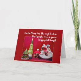 Tortoise and Santa Claus cute Christmas quote カード