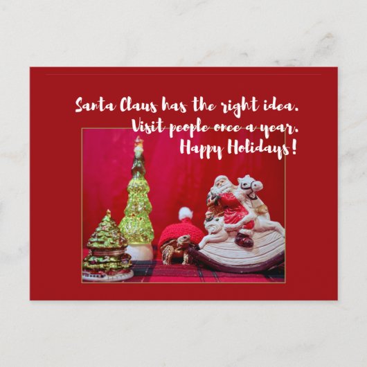 Tortoise and Santa Claus cute Christmas quote ポストカード (正面)