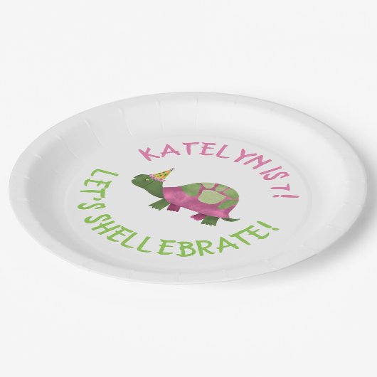 Tortoise Birthday Partyプレート- Turtle誕生日 ペーパープレート (アングル)