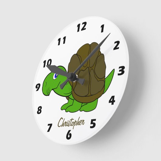 Tortoise Design Personalised ラウンド壁時計 (傾斜)