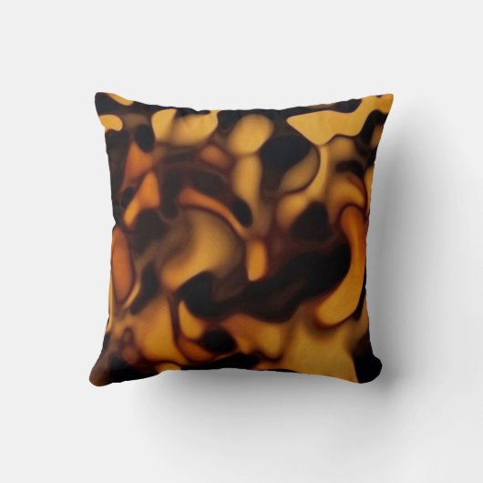 Tortoise Shell Turtle Shell Pattern Amber Brown クッション (裏面)