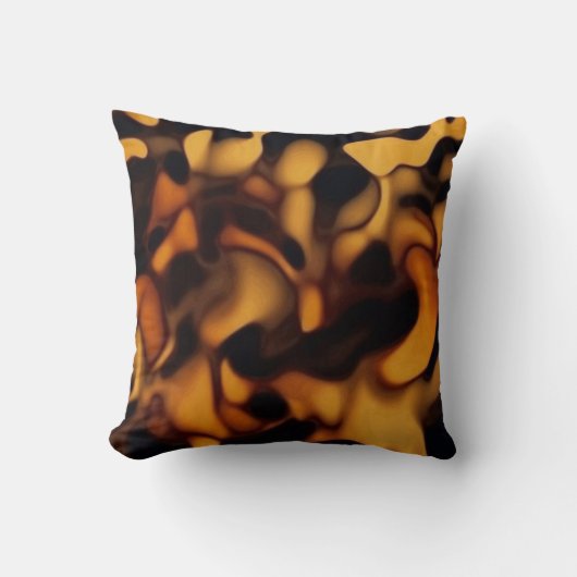 Tortoise Shell Turtle Shell Pattern Amber Brown クッション (正面)
