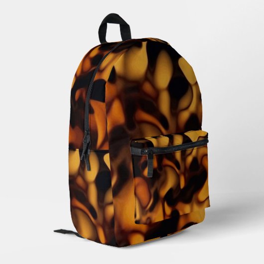 Tortoise Shell Turtle Shell Pattern Amber Brown プリントバックパック (裏面左端)