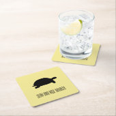 Tortoise SlowファンキーとWise Drinkerコースター スクエアペーパーコースター (インサイチュ)