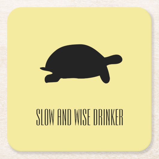 Tortoise SlowファンキーとWise Drinkerコースター スクエアペーパーコースター (正面)