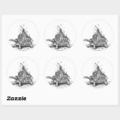 Tortoise Town Sticker:D （巨大な亀/亀） ラウンドシール (シート)