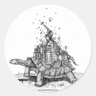 Tortoise Town Sticker:D （巨大な亀/亀） ラウンドシール