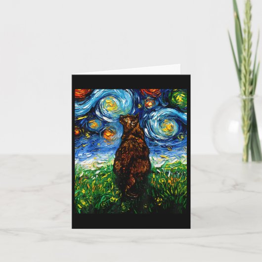 Tortoiseshellのトーチスターの夜の猫アートby カード (正面)