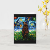 Tortoiseshellのトーチスターの夜の猫アートby カード (黄色い花)