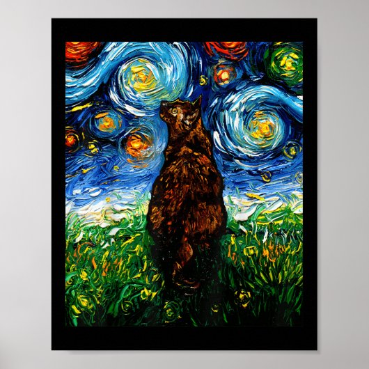 Tortoiseshellのトーチスターの夜の猫アートby ポスター (正面)