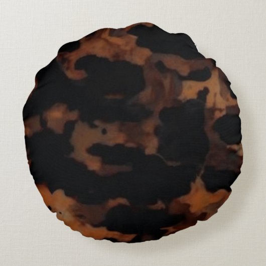 Tortoiseshellシームレスパターン、シックなTortoiseShell ラウンドクッション (裏面)
