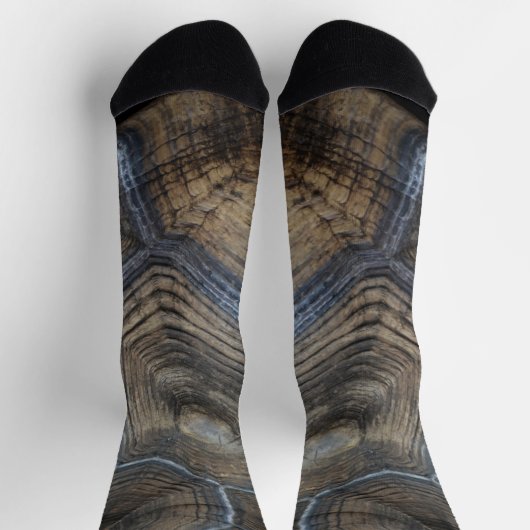 TortoiseShellフェイク写真用グレーとブラウン ソックス (上部)