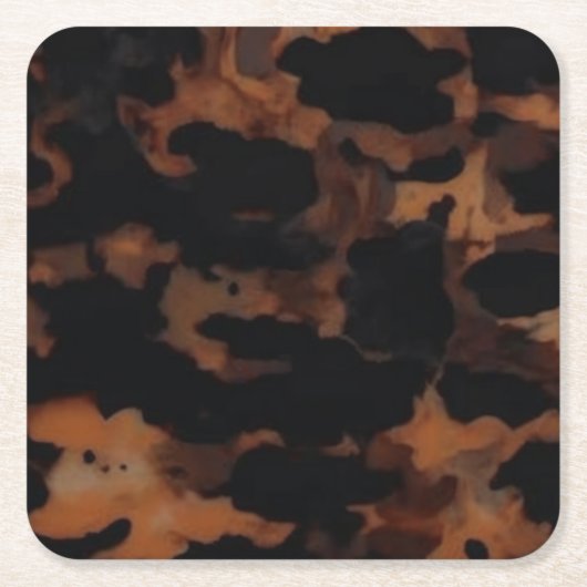 Tortoiseshell Seamless Pattern, Chic TortoiseShell スクエアペーパーコースター (正面)