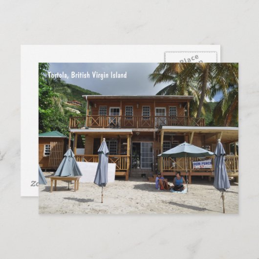 Tortolaのイギリスの新しい島のビーチの郵便はがき ポストカード (正面/裏面)