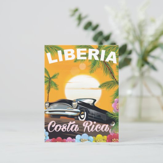 Tortuguero,コスタリカのヴィンテージ旅行ポスター ポストカード (スタンド正面)