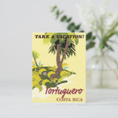 Tortuguero,コスタリカのヴィンテージ旅行ポスター ポストカード (スタンド正面)
