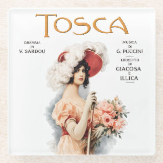 Tosca Opera Vintage - Puccini Opera Poster Design ガラスコースター
