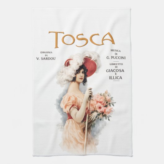 Tosca Opera Vintage - Puccini Opera Poster Design キッチンタオル (縦)