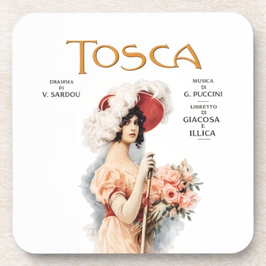 Tosca Opera Vintage - Puccini Opera Poster Design コースター (正面)
