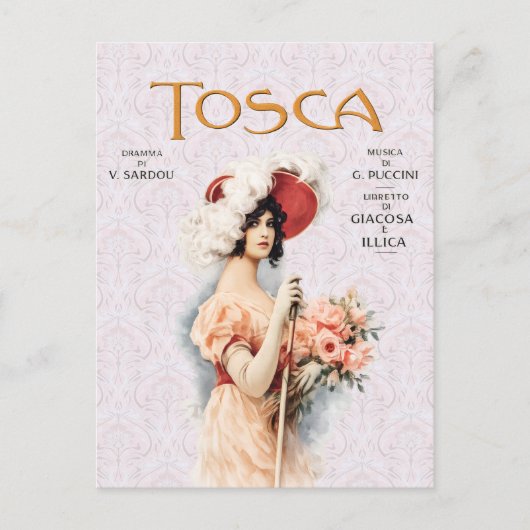 Tosca Opera Vintage - Puccini Opera Poster Design ポストカード (正面)