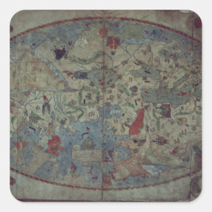 Toscanelli著設計されているGenoese世界地図 スクエアシール