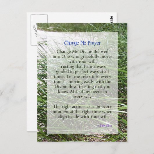 Tosha Silverの短縮されたChange Me祈りの言葉 ポストカード (正面/裏面)