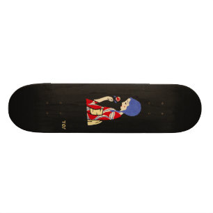 Toshio Itoの花Skateboarを持つ日本のな芸術の女の子 スケートボード