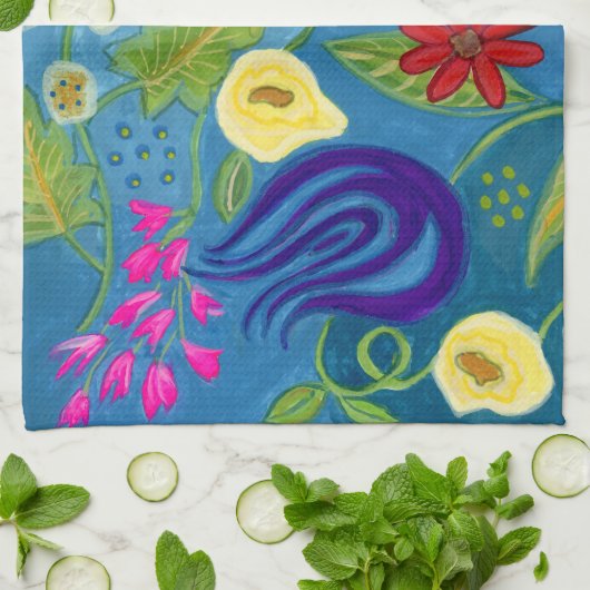 Tossed Flowers tea towel キッチンタオル (折り畳み)