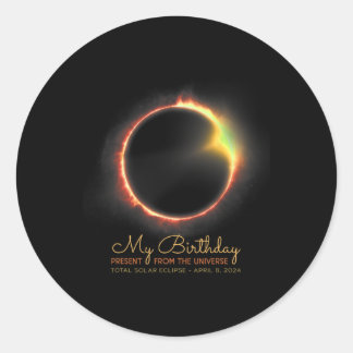 Total 太陽の Eclipse私の誕生日2024年4月8日 ラウンドシール
