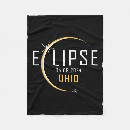 Total 太陽の Eclipse 2024オハイオアメリカ春Total フリースブランケット (正面)