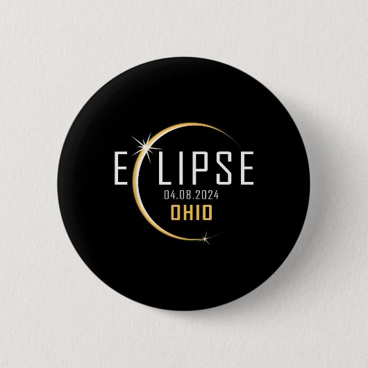 Total 太陽の Eclipse 2024オハイオアメリカ春Total 缶バッジ (正面)