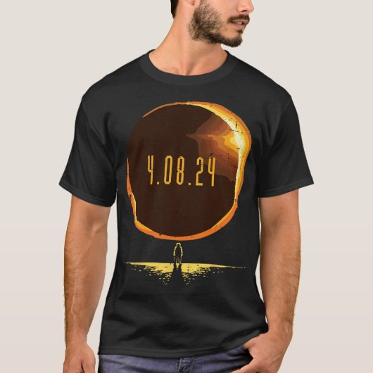 Total 太陽の Eclipse 2024トータリティ4月8日Wome Tシャツ (正面)