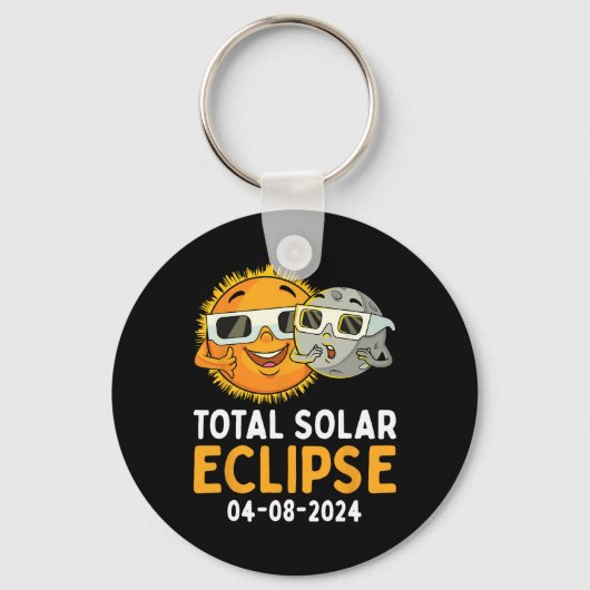 Total 太陽の Eclipse 2024メガネおもしろい太陽の月の子供 キーホルダー (正面)