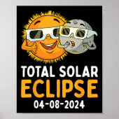 Total 太陽の Eclipse 2024メガネおもしろい太陽の月の子供 ポスター (正面)