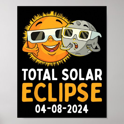 Total 太陽の Eclipse 2024メガネおもしろい太陽の月の子供 ポスター (正面)