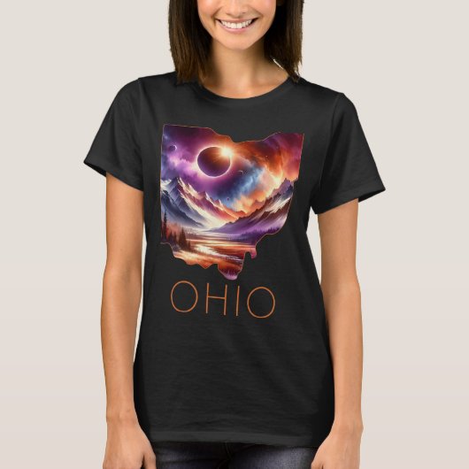 Total 太陽の Eclipse 2024州オハイオ総和4月 Tシャツ (正面)