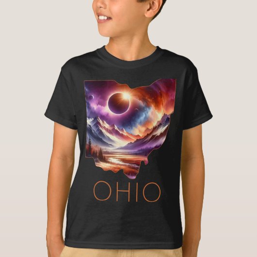 Total 太陽の Eclipse 2024州オハイオ総和4月 Tシャツ (正面)