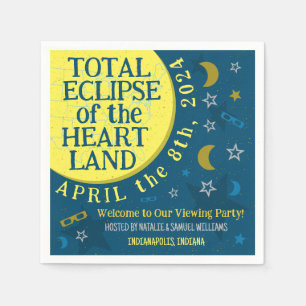 Total 太陽の Eclipse 2024年4月8日パーティーの表示 スタンダードカクテルナプキン