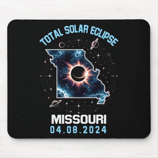 Total 太陽の Eclipse 2024年4月8日ミズーリ総生産高 マウスパッド (正面)
