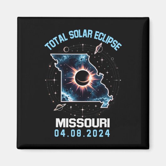Total 太陽の Eclipse 2024年4月8日ミズーリ総生産高 マグネット (正面)