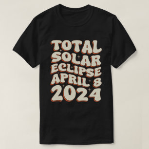 Total 太陽の Eclipse 2024年4月8日レトロGroovy Tシャツ