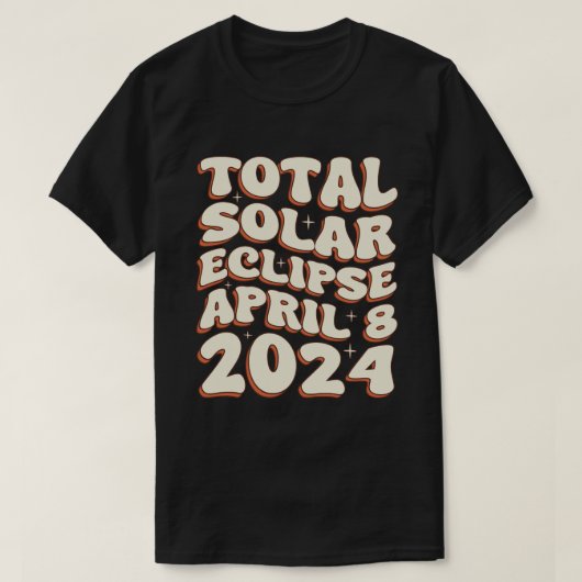 Total 太陽の Eclipse 2024年4月8日レトロGroovy Tシャツ (デザイン正面)