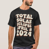 Total 太陽の Eclipse 2024年4月8日レトロGroovy Tシャツ (正面)