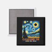 Total 太陽の Eclipse 2024 Cleveland Ohio Starry Nig マグネット (正面/裏面)