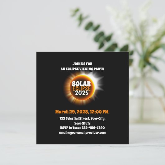 Total 太陽の Eclipse 3/29/2025 USAを見る 招待状 (スタンド正面)