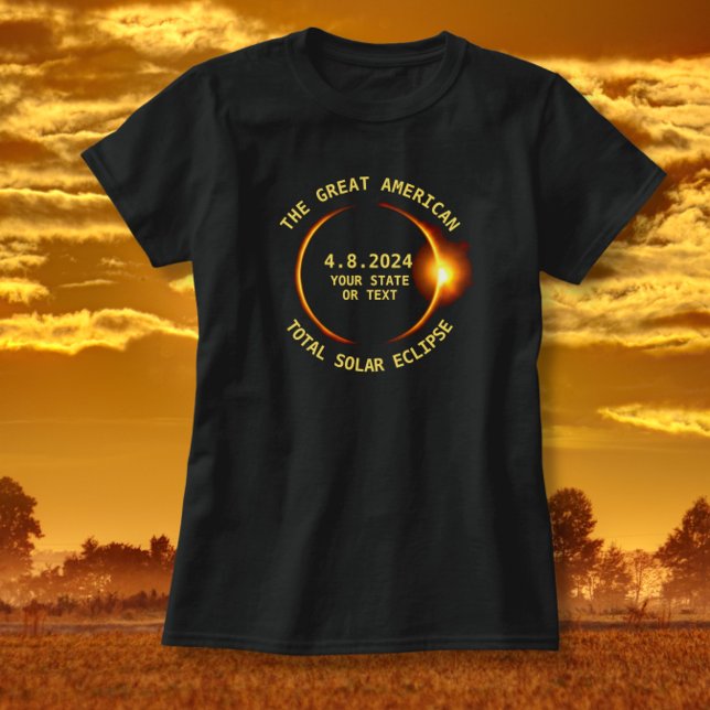 Total 太陽の Eclipse 4.8.2024 USAお客様の州の追加 Tシャツ