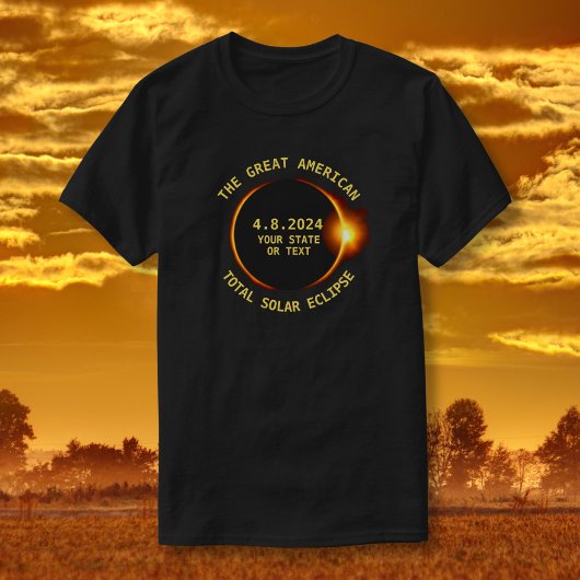 Total 太陽の Eclipse 4.8.2024 USAお客様の州の追加 Tシャツ